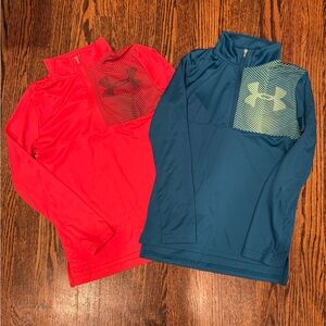 Boys Medium Under Armour Kids Quarter Zip Long Sleeve Loose HeatGear Pullovers